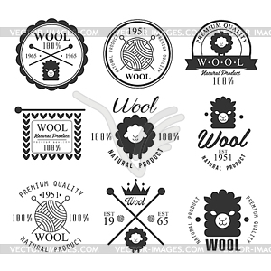 Wool labels and elements. Stickers, emblems - vector image