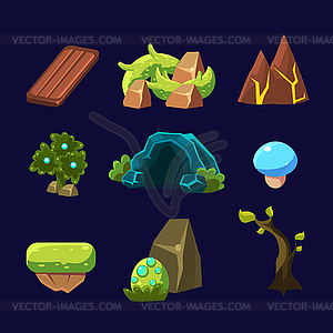 Forest Elements for Game. Set - vector image