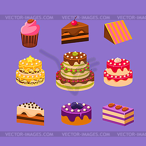 Торты и десерты Набор - изображение векторного клипарта
