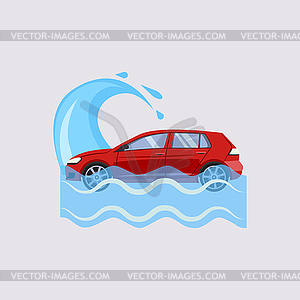 Car Insurance and Flood Risk - vector image