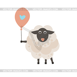 Cute sheep with sign for text - vector clipart