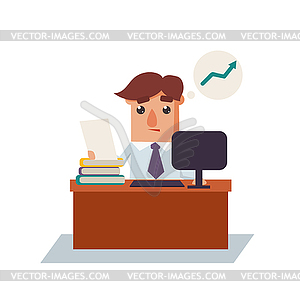 Business Man Thinking Cartoon Character - color vector clipart