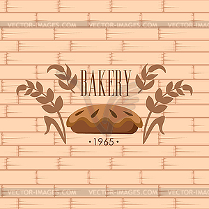 Bakery Logo on Brick Wall Beackground - vector image