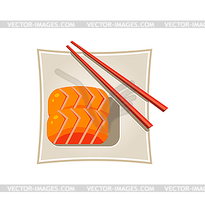 Sushi with Salmon and Sticks Served Food - vector clipart