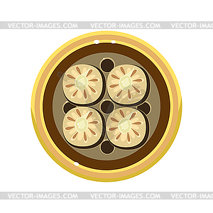 Tasty Homemade Pie Decorated with Cookies Served - vector clipart