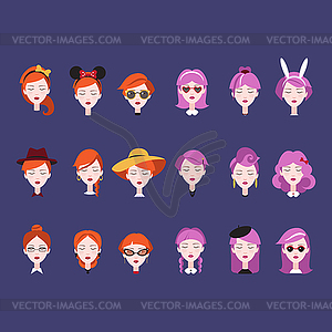 Women Fashion Hair Designs and Accessories, Set - vector clipart / vector image