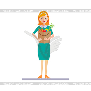 Woman Holding Shopping Bag - vector clipart