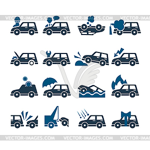 Car Insurance Icons Set - vector image