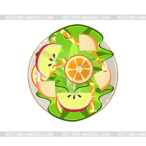Салат с апельсинами и Apple, продуктов питания Подается - стоковое векторное изображение