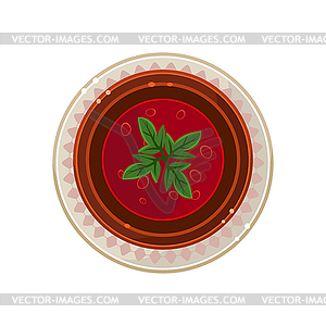 Borscht in Bowl Served Food - vector clipart