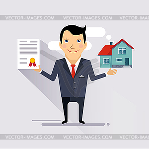 House Insurance Contract Illustartion - vector clipart