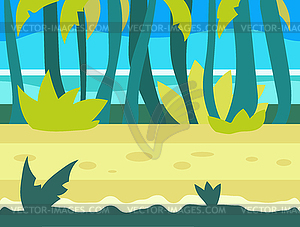 Seamless cartoon nature landscape, unending - vector clip art