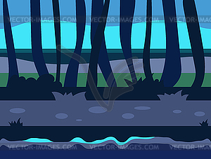 Seamless cartoon nature landscape, unending - royalty-free vector clipart