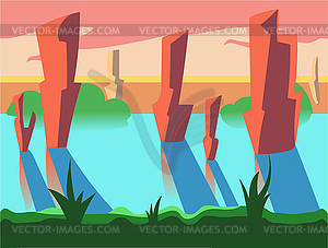 Seamless cartoon nature landscape, unending - vector image