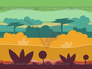 Seamless cartoon nature landscape, unending - vector clip art