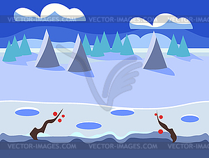 Seamless cartoon nature landscape, unending - vector image