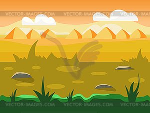 Seamless cartoon nature landscape, unending - vector clipart