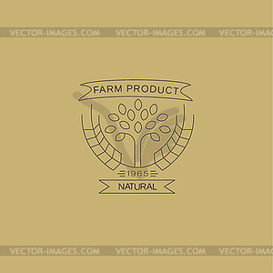 Label in trendy mono line style organic and - vector image