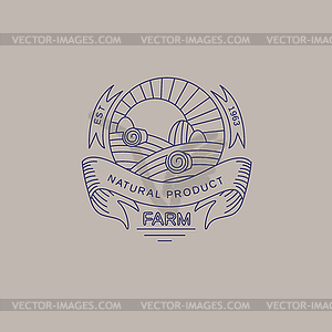 Label in trendy mono line style organic and - vector clipart