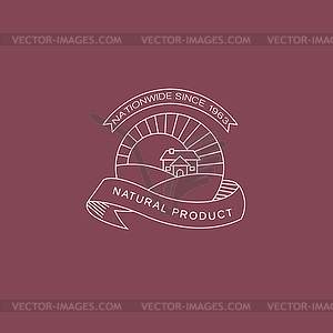 Label in trendy mono line style organic and - vector clipart