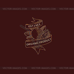 Label in trendy mono line style organic and - vector clip art