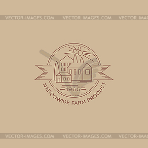 Label in trendy mono line style organic and - vector image