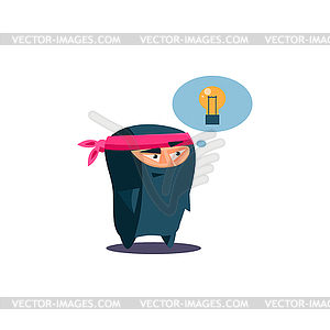 Cute Emotional Ninja Has Got an Idea - vector clipart / vector image