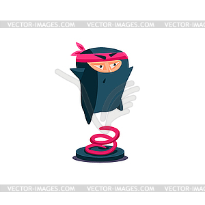 Cute Emotional Ninja Jumping Up - color vector clipart