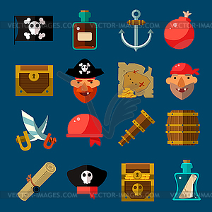 Пиратские игры плоским Набор - векторный графический клипарт