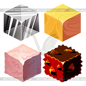 Textures for Platformers Icons Set - vector image