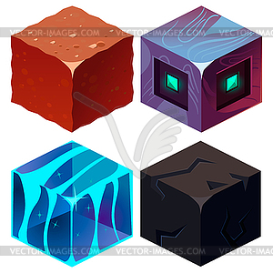 Textures for Platformers Icons Isometric Set - vector EPS clipart