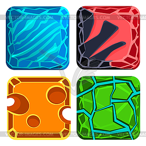 Different Materials and Textures for Game. Gems Set - vector clip art
