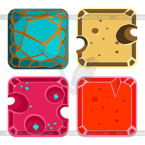 Different Materials and Textures for Game. Square - vector image