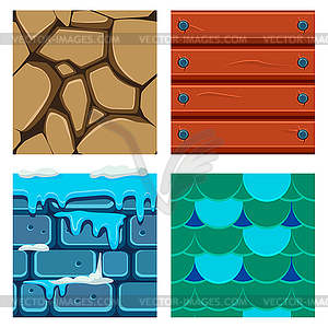 Textures for Platformers Icons Set of Wood, Scale - vector image