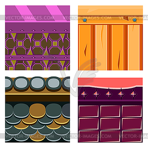 Textures for Platformers Icons Set with Wood - vector clipart