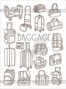 Travel Bags and Suitcases, Set - vector clip art
