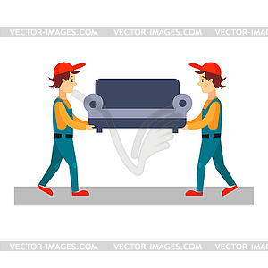 Delivery Man with Sofa, - vector clipart