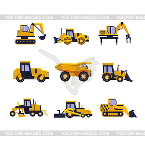 Construction Equipment Road Roller, Excavator, - royalty-free vector image