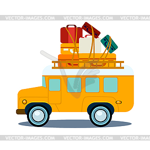 Bus Side View With Heap Of Luggage - vector clip art