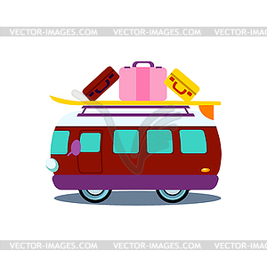 Bus Side View With Heap Of Luggage - vector image