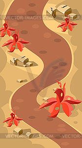 Vertical Landscape , Road across Desert - vector image