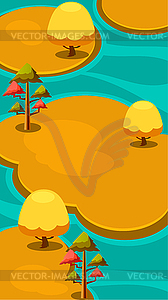 Vertical Landscape , Autumn Islands with Trees - vector image