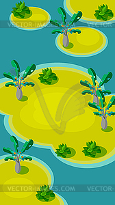 Vertical Landscape , Islands with Palm Trees - vector clip art