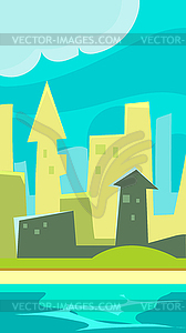 Green City Vertical Landscape , Flat style - vector image