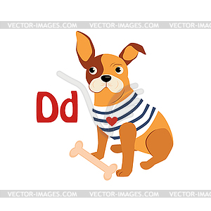 Dog. Funny Alphabet, Animal - color vector clipart