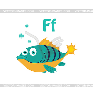 Fish. Funny Alphabet, Animal - vector clipart