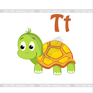 Черепаха. Забавный алфавит, животных - векторный эскиз