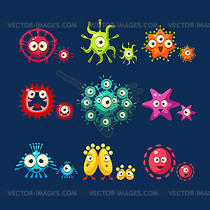 Cute Germ. Set, Bacteria, Virus, Microbe, Pathogen - vector clipart