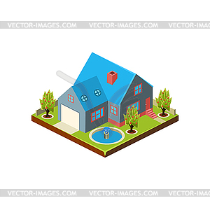 Isometric icon representing modern house with - vector clipart