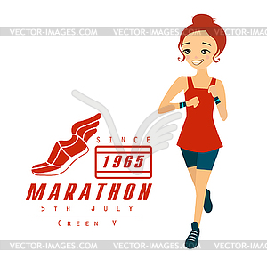 Marathon Running Woman Cartoon - vector image